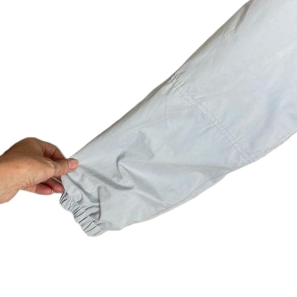 80s 90s Vintage NUAGE Powder Blue White High Neck Zip Windbreaker Jacket Large - Picture 10 of 16